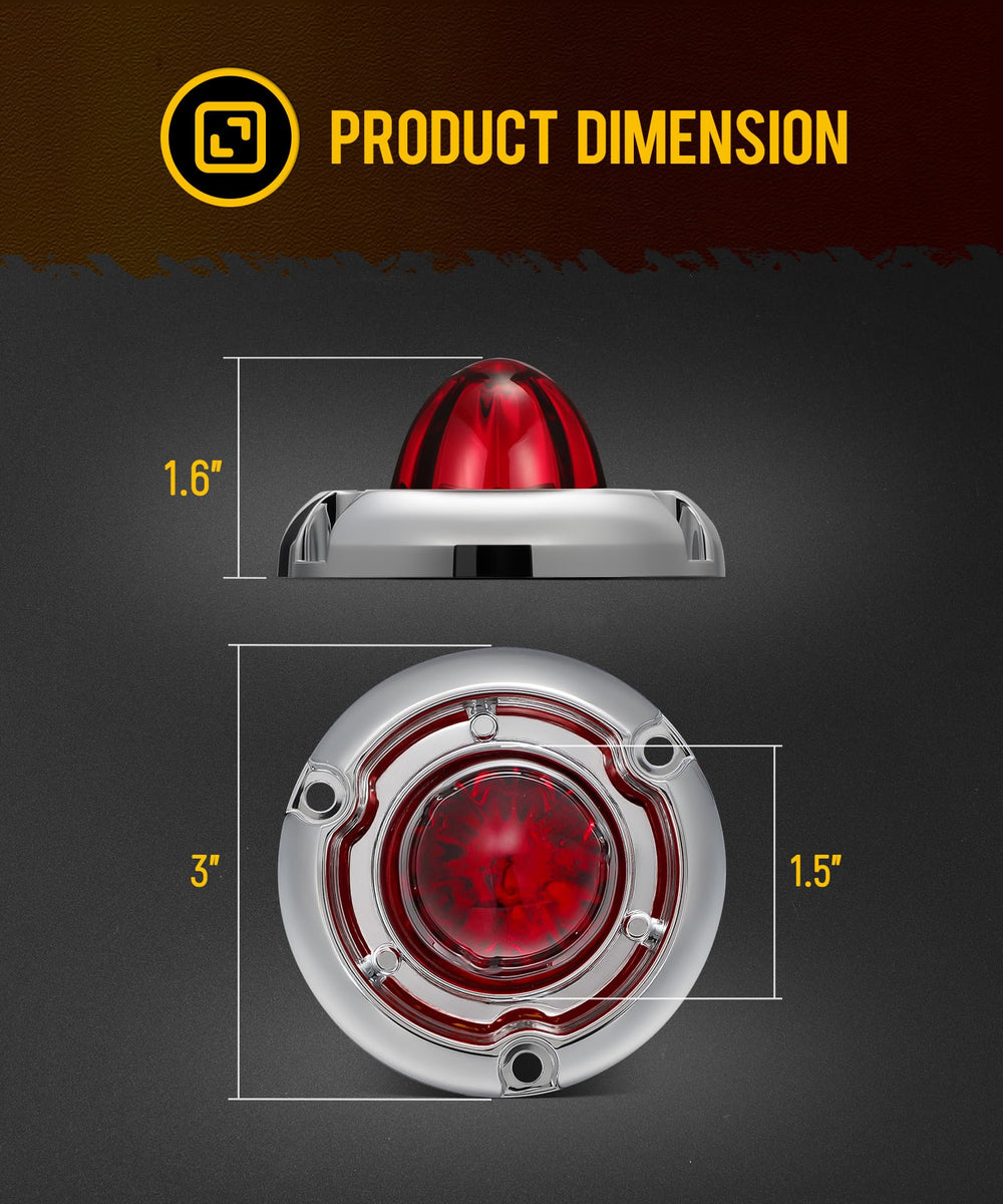 Partsam watermelon turn signal light 1.5 inch red for 12V-24V trucks.