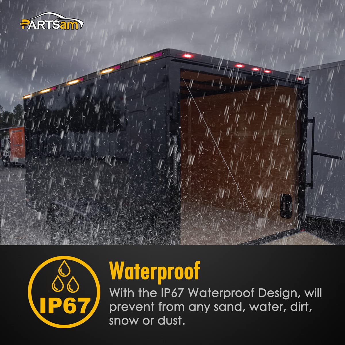 Partsam waterproof sealed design resists moisture in diverse weather