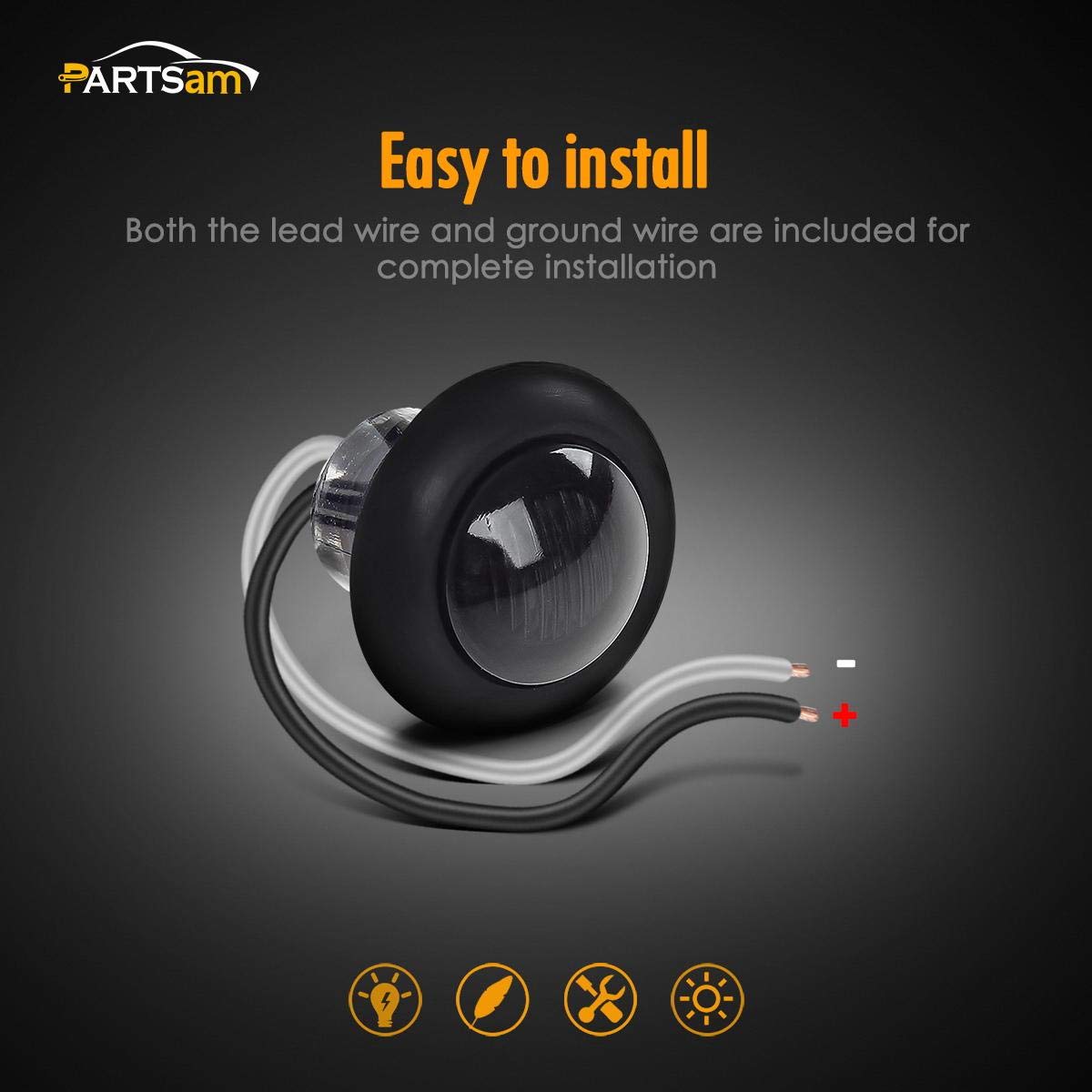 Partsam waterproof, grommet-mount marker light for rugged use.