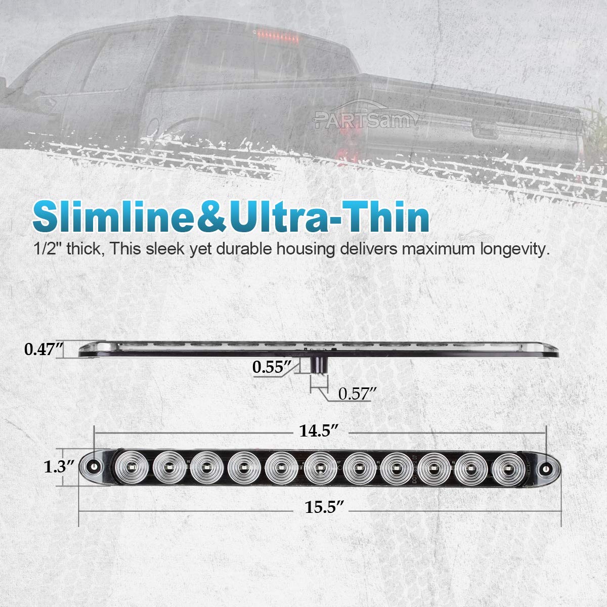 Partsam waterproof light bar keeps trailer lighting reliable in rain and splashes.