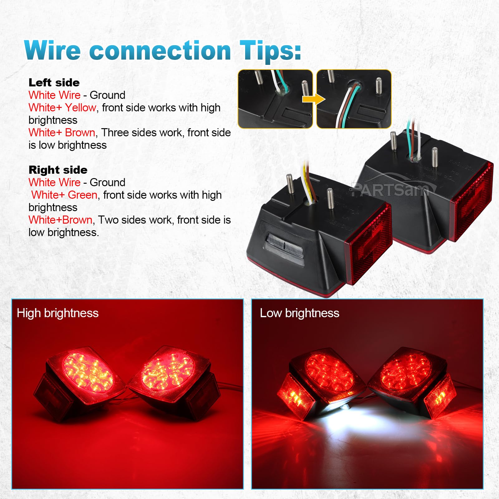 Partsam waterproof trailer lights stay sealed to resist water, dust, and snow.