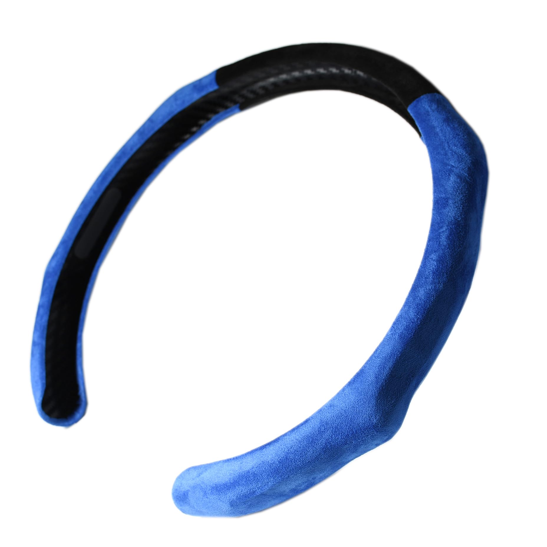PartsTo quick install suede steering wheel cover with red top trim, front view showing grip