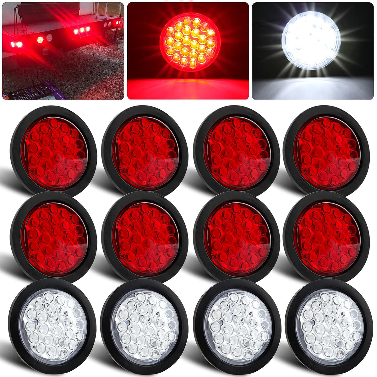Partswcgg 4in red round LED taillight for stop and turn signaling