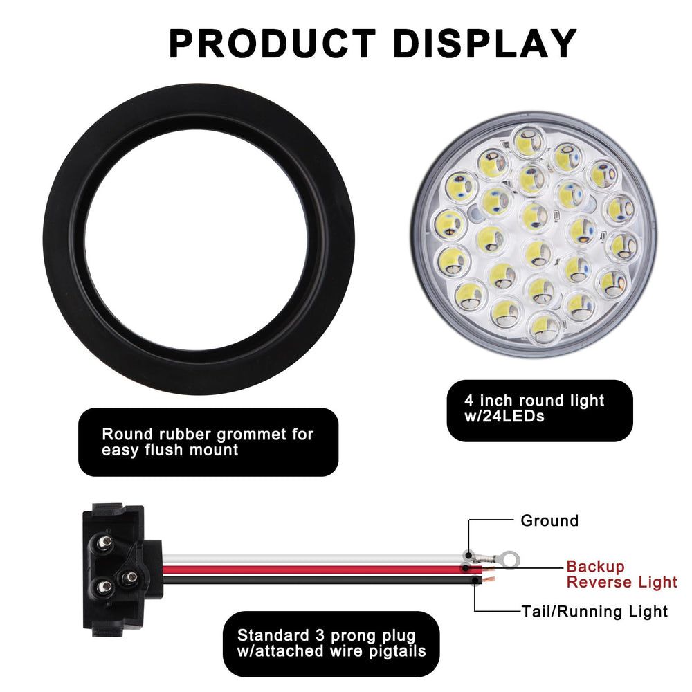 Partswcgg 24-LED round taillight boosts visibility on trailers