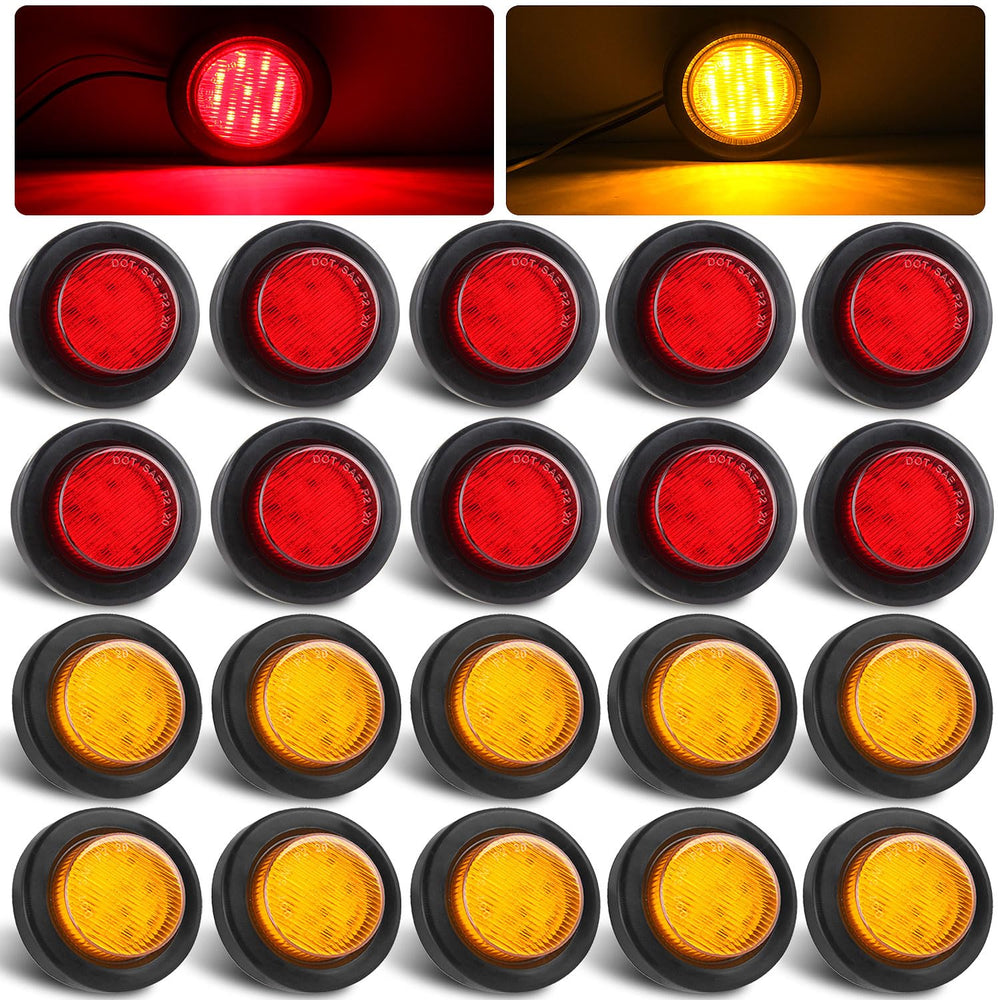 Partswcgg 2in round trailer light amber lens for enhanced side marker visibility