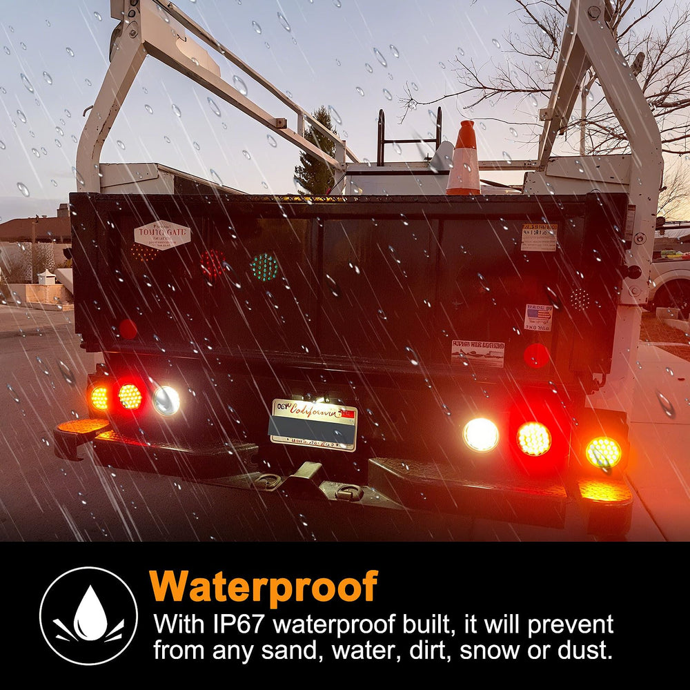 Partswcgg 4 inch round LED trailer light package for versatile setups.