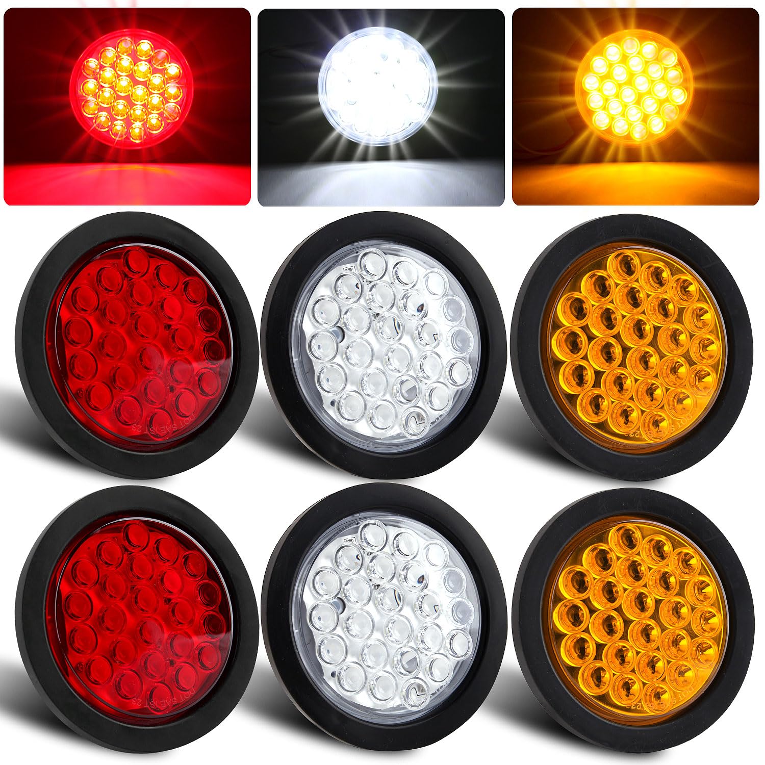 Partswcgg 4 inch red LED trailer light for stop and turn signaling on trailers.