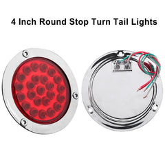 Partswcgg 4-inch round LED trailer light with chrome flange for durable mounting