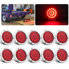 Partswcgg 4-inch round LED trailer light in red for stop and tail signaling