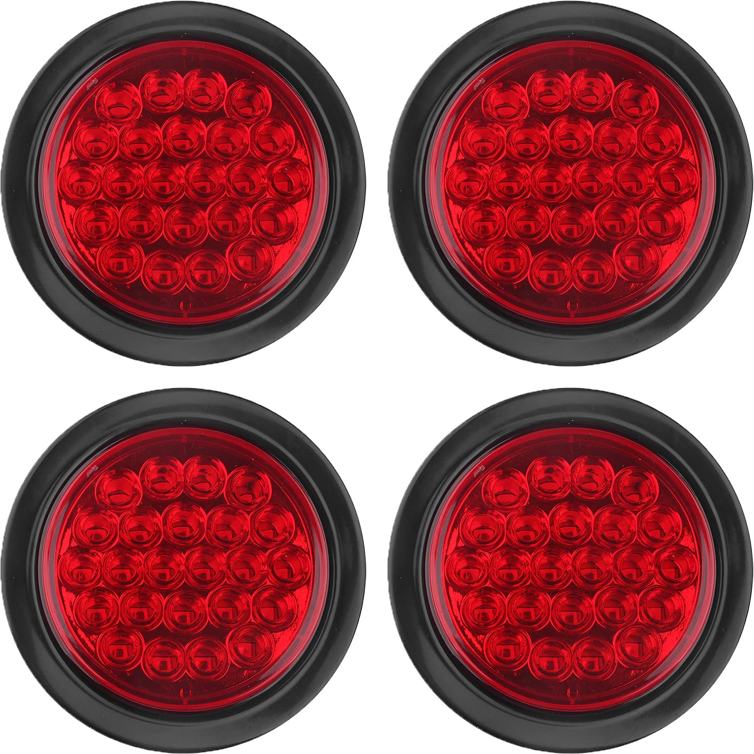 Partswcgg 4-inch round LED trailer tail light with 24 red LEDs for bright visibility