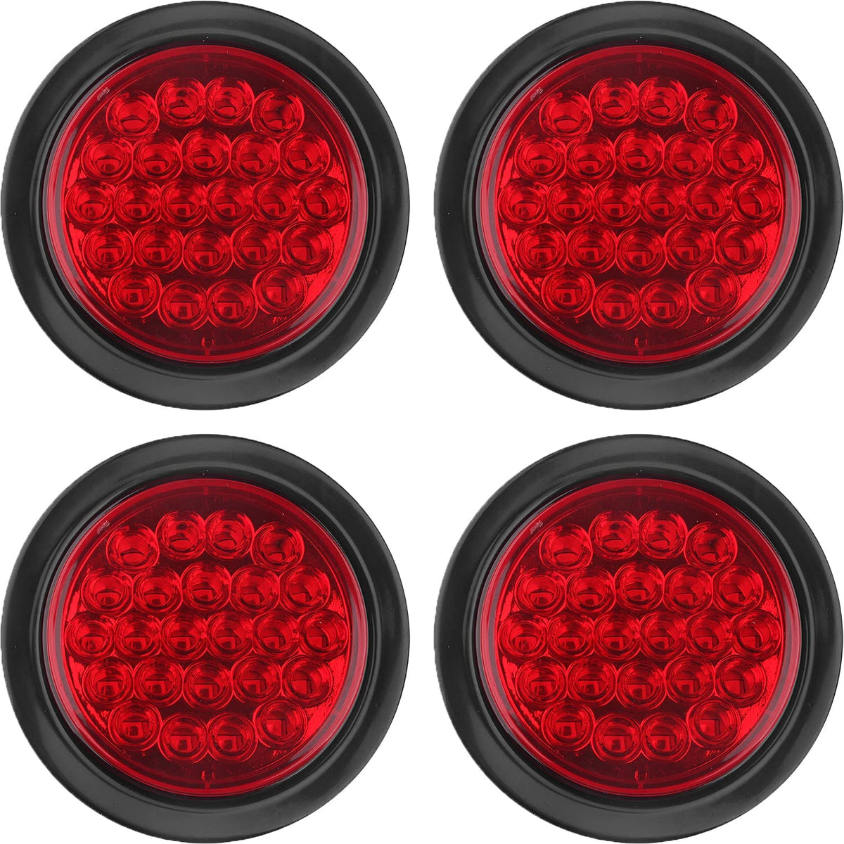 Partswcgg 4-inch round LED trailer tail light with 24 red LEDs for bright visibility