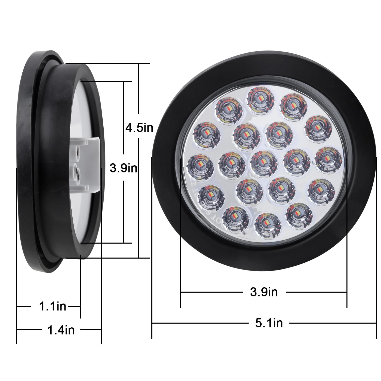 Partswcgg 4-inch round tail light installed on a trailer.