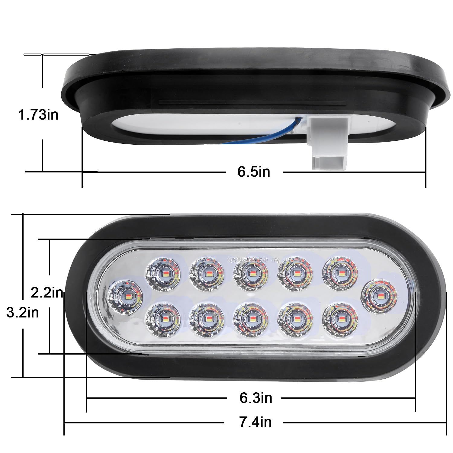 Partswcgg 6in oval dual-taillight IP67 waterproof design withstands weather.