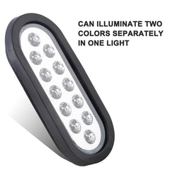 Partswcgg 6in oval dual-taillight white-backup shows white reverse LEDs for safer backing.