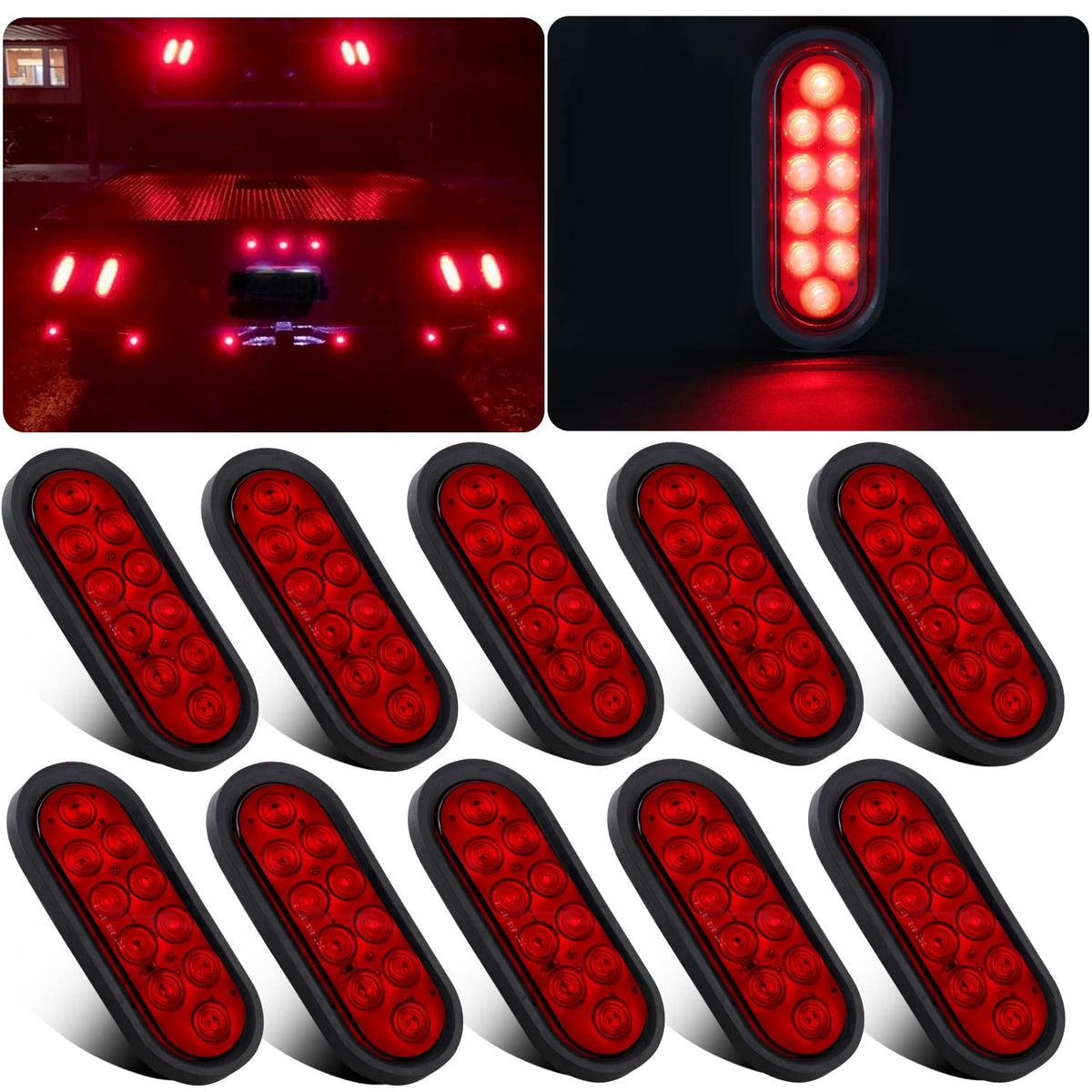 Partswcgg 6-inch oval LED tail light with red lens improves trailer visibility day and night