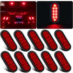 Partswcgg 6-inch oval LED tail light with red lens improves trailer visibility day and night