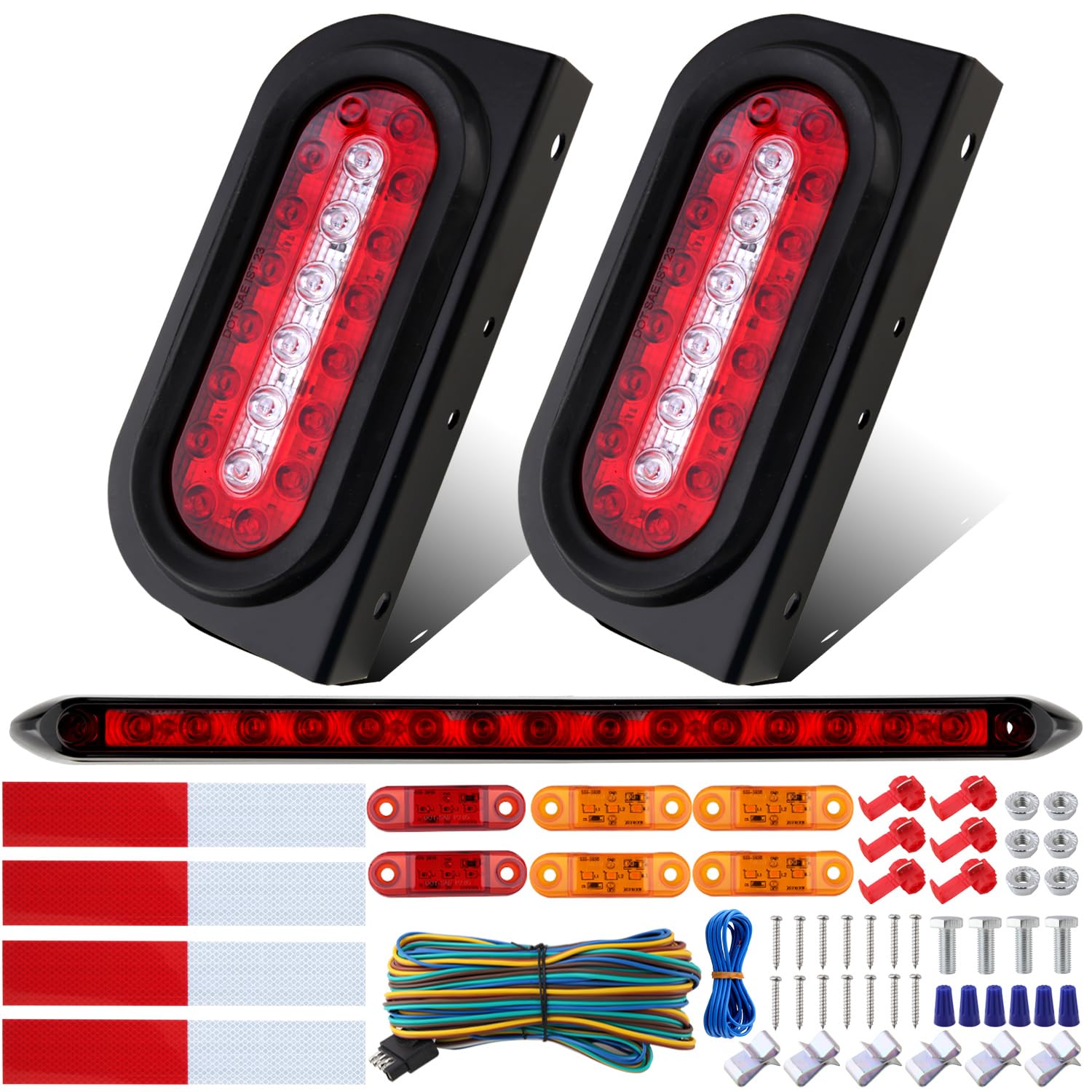 Partswcgg 6-inch oval LED tail lights mounted on brackets for improved trailer signaling.