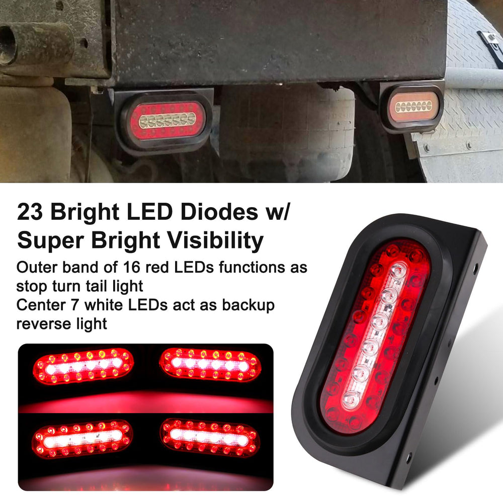 Partswcgg 6-inch oval tail lights provide stop, turn, and backup illumination.