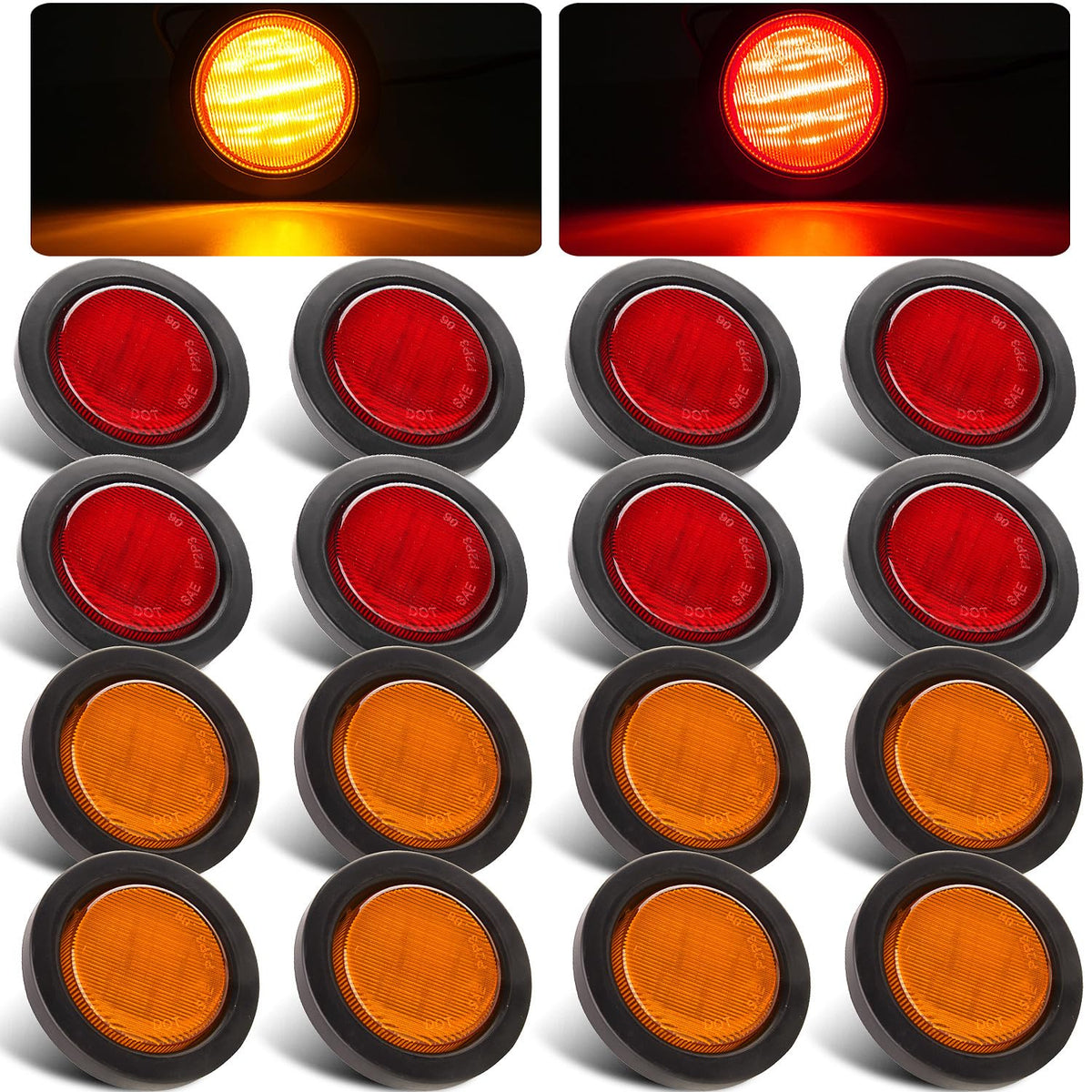 Partswcgg amber round marker light for better front visibility on trucks