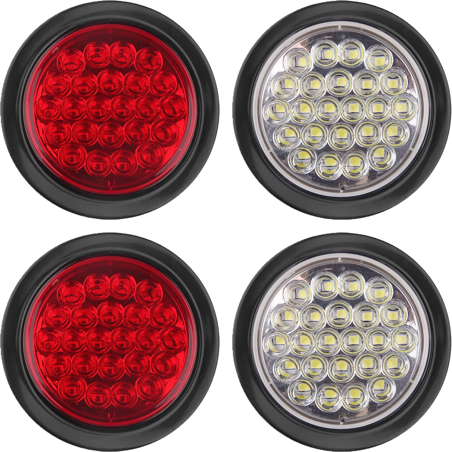 Partswcgg four-inch round LED stop light in red for trailers, high visibility.