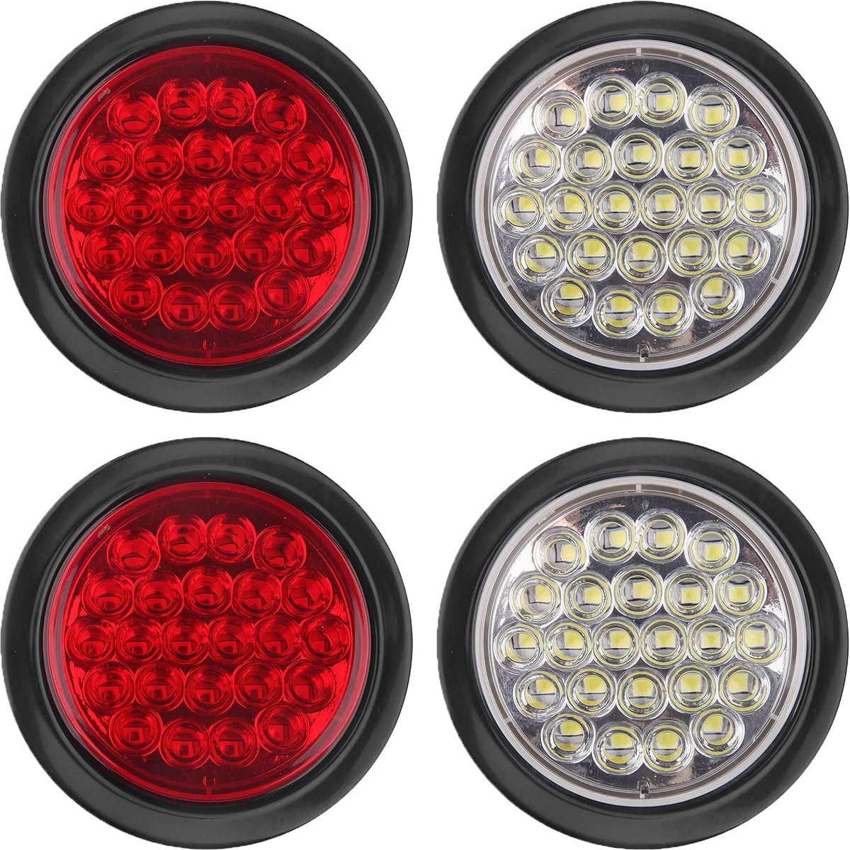 Partswcgg four-inch round LED stop light in red for trailers, high visibility.