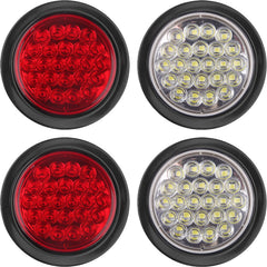 Partswcgg four-inch round LED stop light in red for trailers, high visibility.