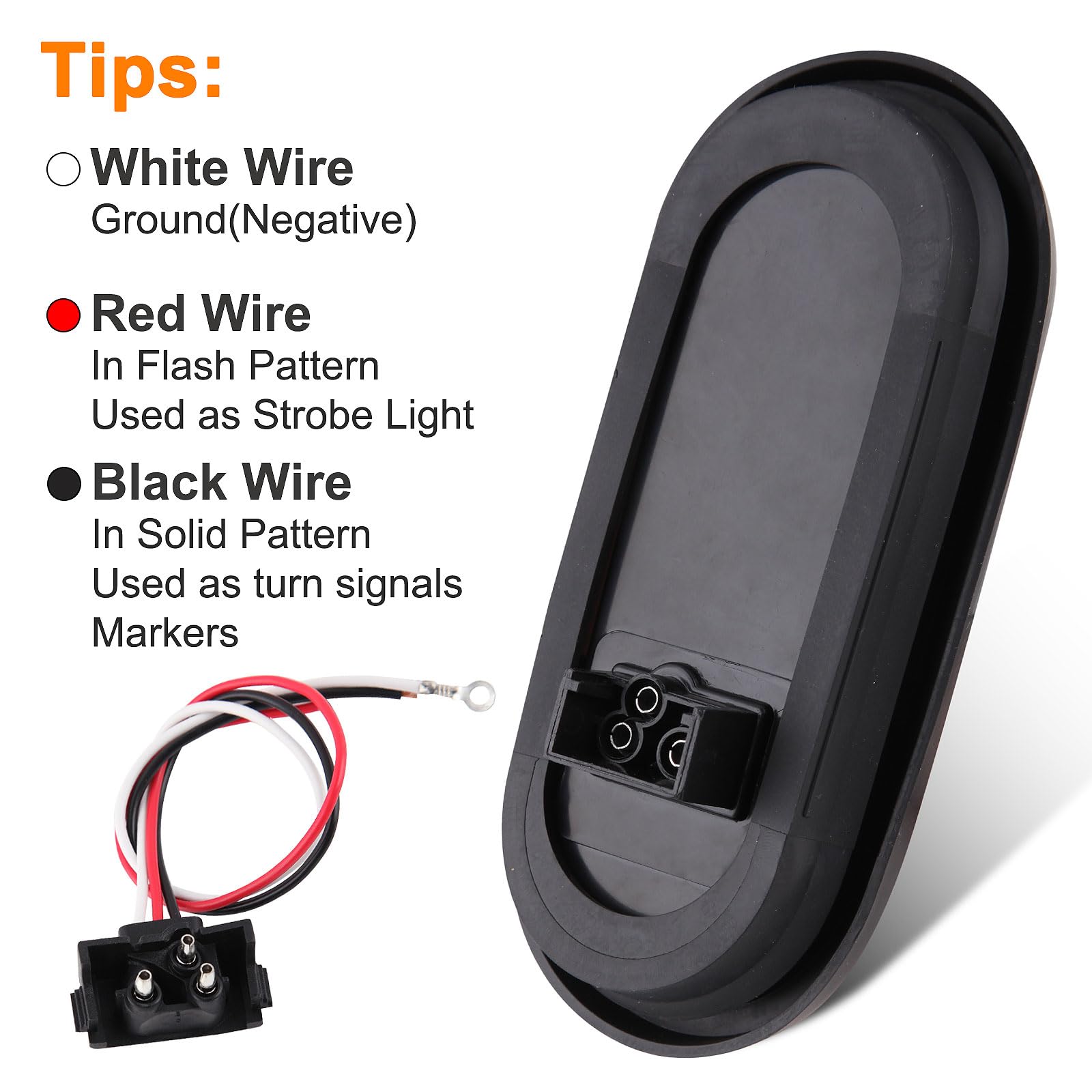 Partswcgg oval LED strobe light dimensions and flush profile