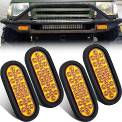 Partswcgg oval LED strobe light front view, amber signaling for trailers