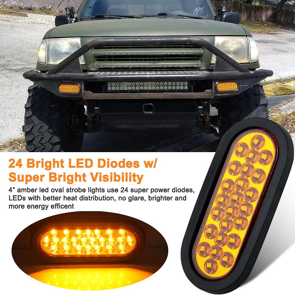 Partswcgg oval LED strobe light with 3-prong pigtails for wiring