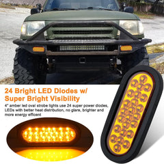 Partswcgg oval LED strobe light with 3-prong pigtails for wiring