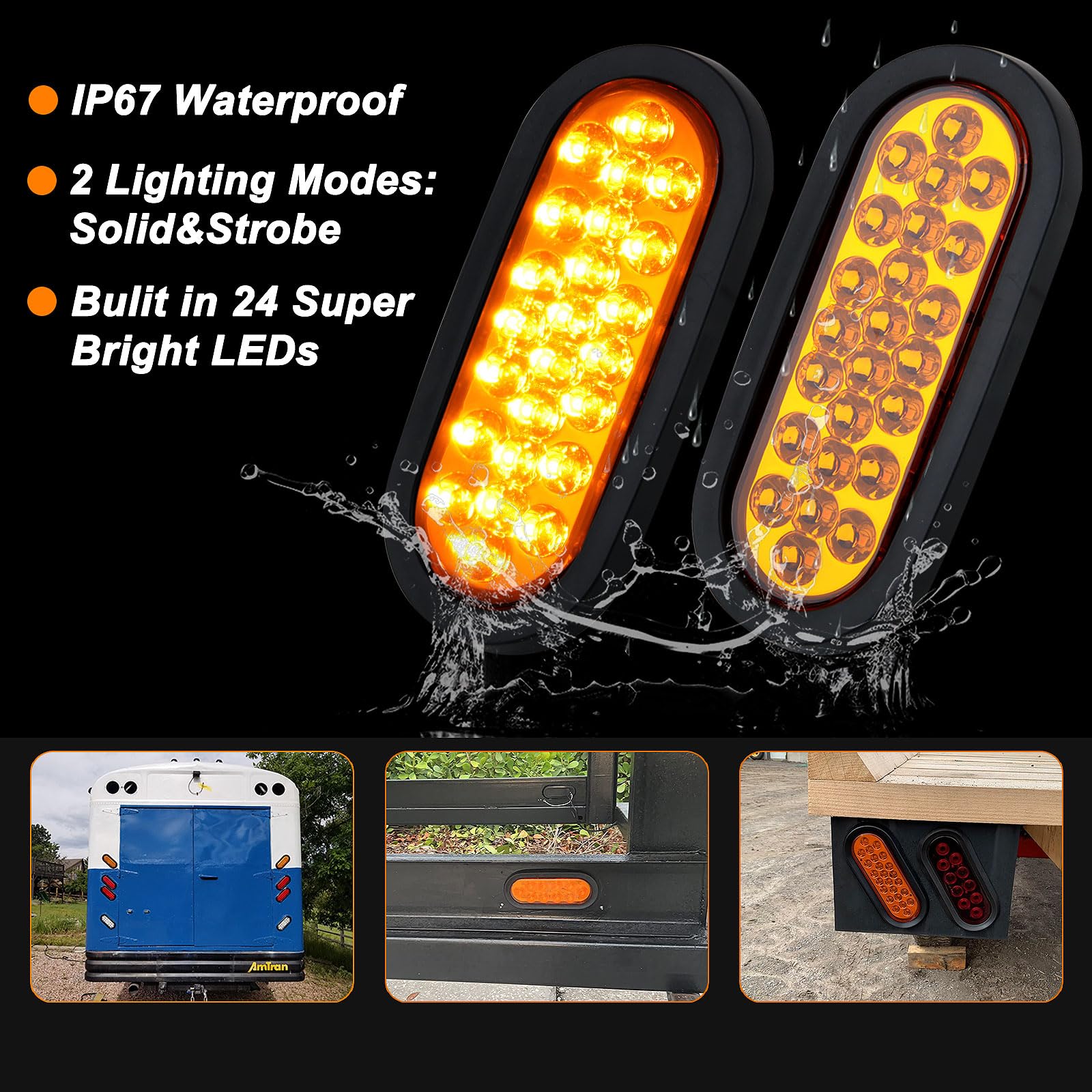 Partswcgg oval LED strobe light IP67 waterproof in wet conditions