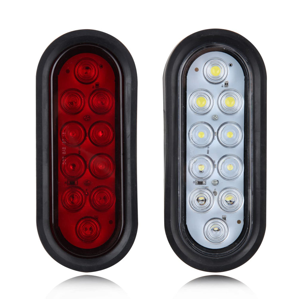 Partswcgg red oval LED tail light with flush grommets for secure, low-profile mounting.