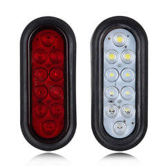 Partswcgg red oval LED tail light with flush grommets for secure, low-profile mounting.