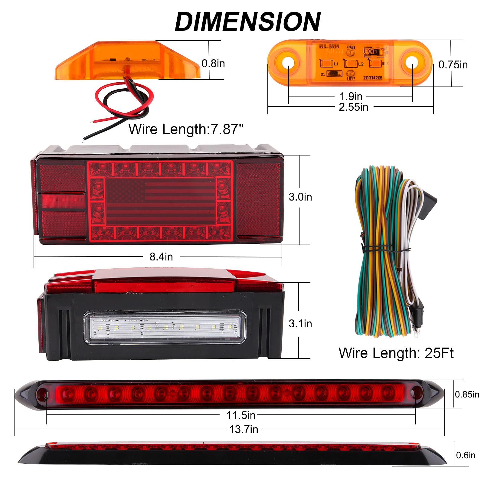 Partswcgg mini oval marker lights marking trailer edges for visibility
