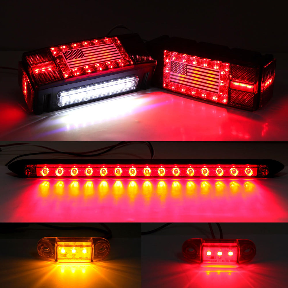 Partswcgg rectangular tail lights pair providing clear stop and turn signals