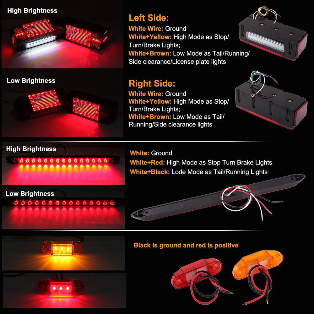 Partswcgg 13.8 inch tail light bar enhances signal coverage for larger trailers