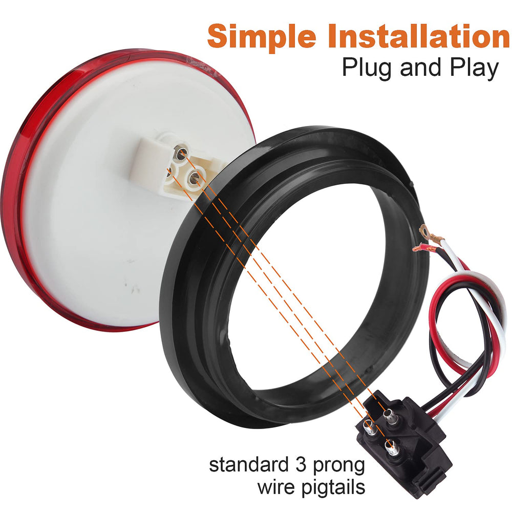 Partswcgg trailer light dimensions showing 5.3-inch grommet ring