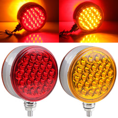 Partswcgg two-piece four-inch double-face LED turn signal light with amber front and red rear.