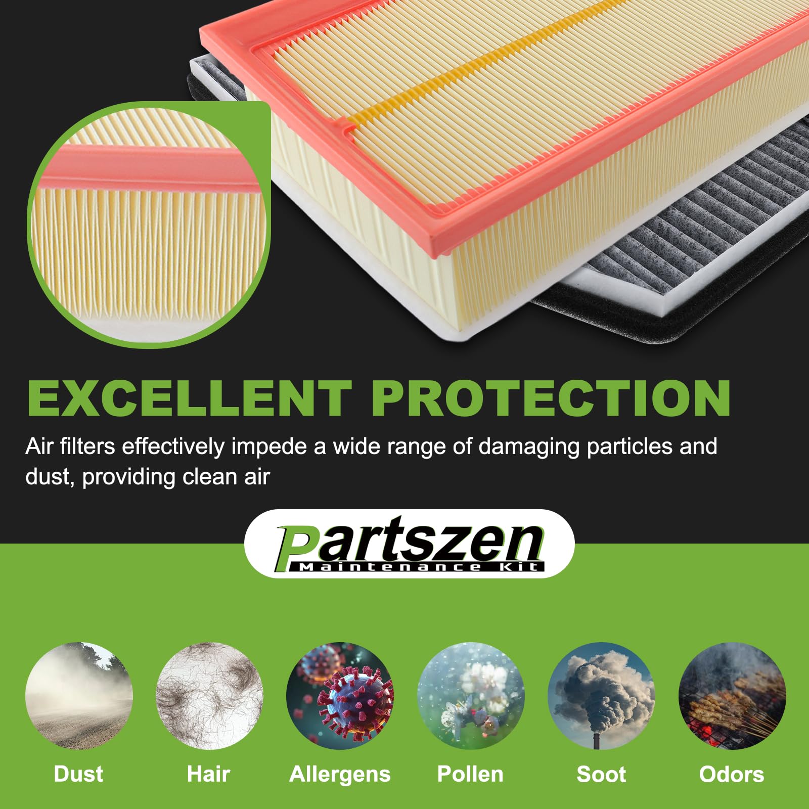 Partszen CA9711 engine air filter compatibility with Audi 2.0L models