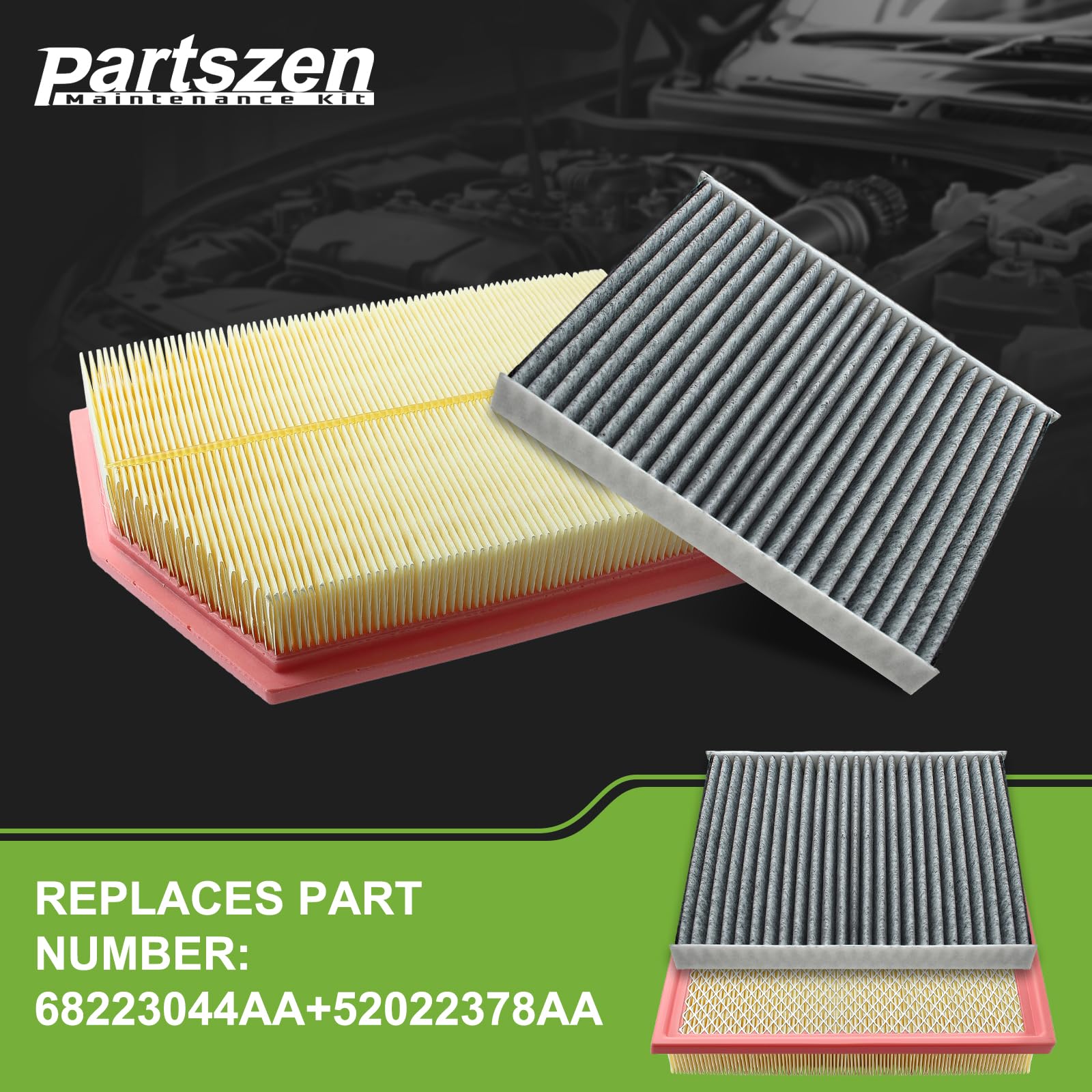partszen cabin air filter close-up showing carbon odor control for fresher cabin air