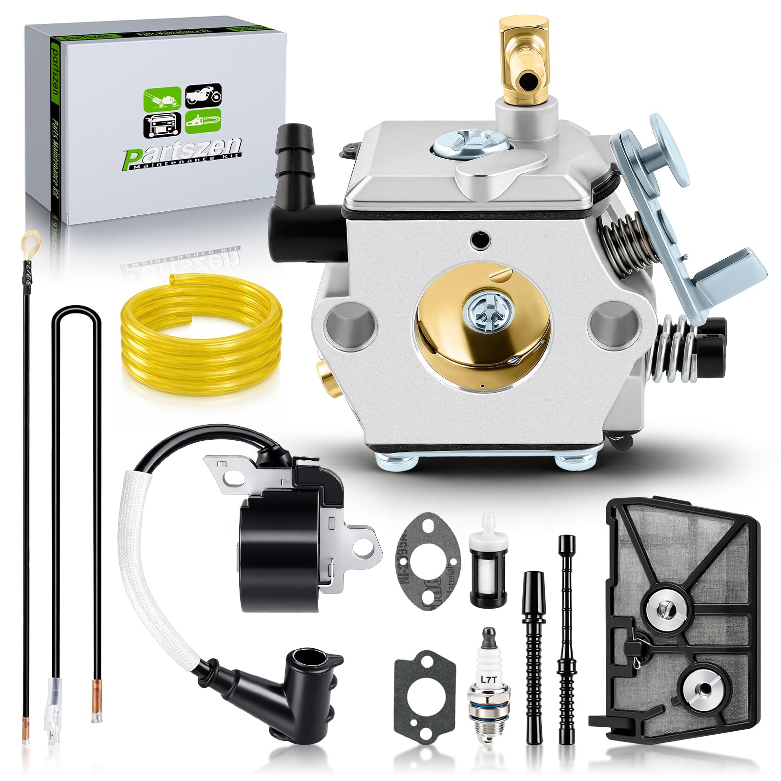 Partszen carburetor tune-up kit for Stihl 028 improves fuel delivery and reliability.