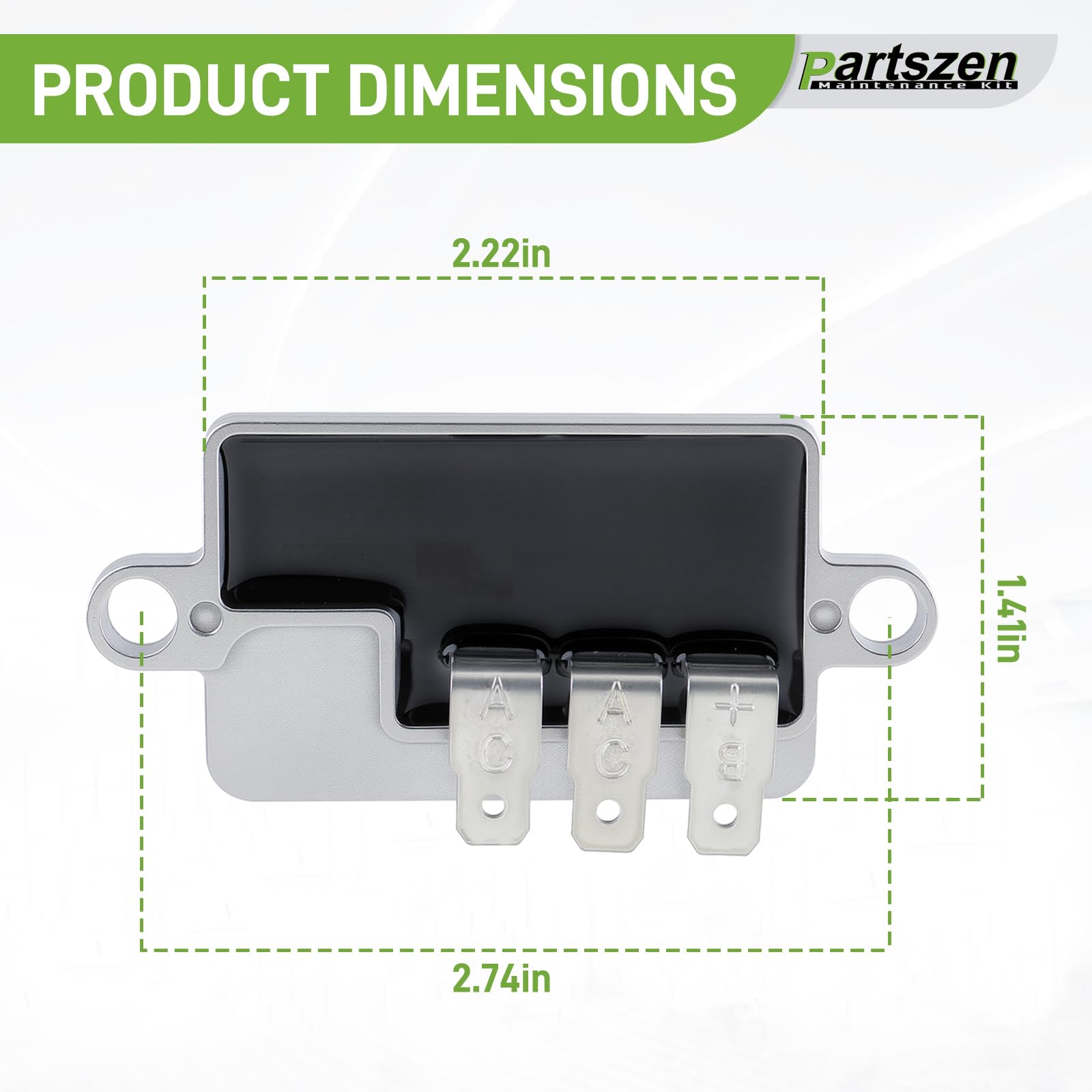 Partszen voltage regulator packaging highlights included item for quick replacement.