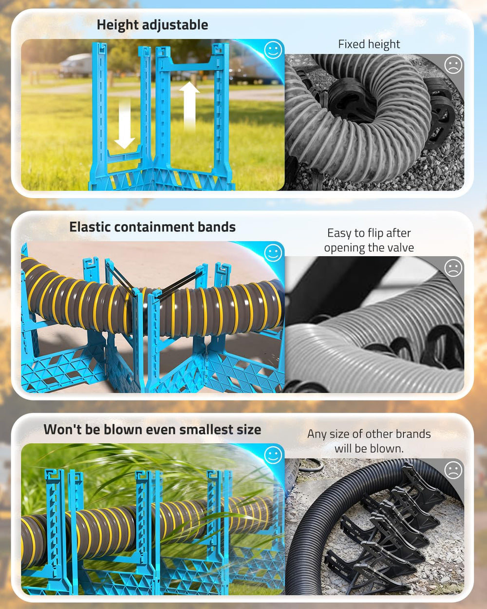 PAULINN deep U-design provides stable grip to prevent hose slippage.