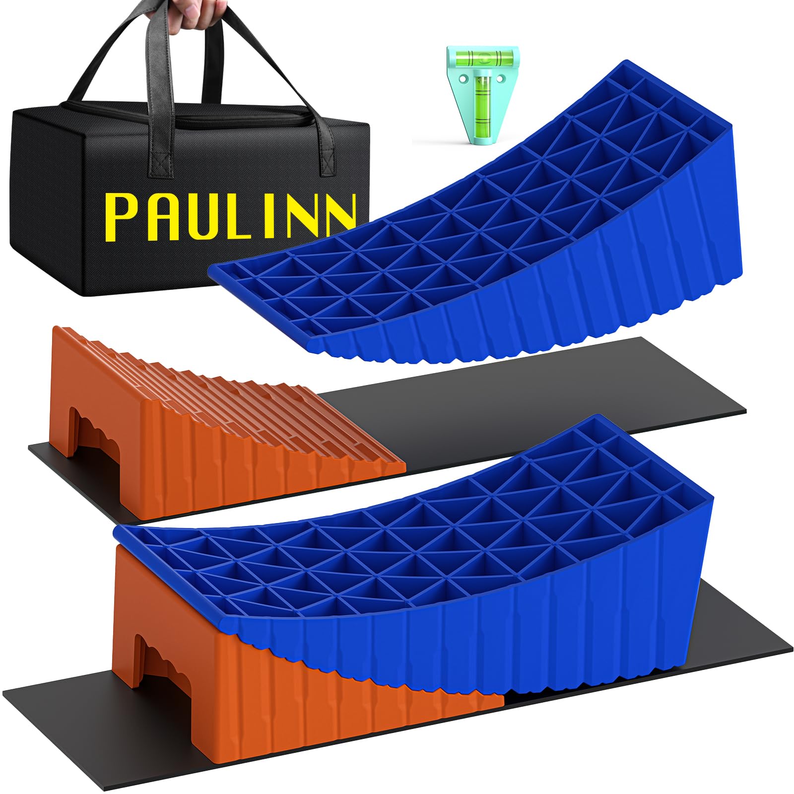 PAULINN RV levelers 2-pack for stable leveling on uneven ground.