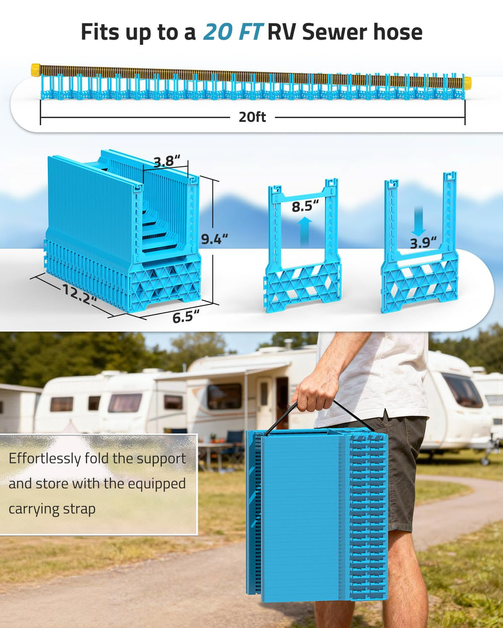 PAULINN compatible sewer hose support for RV dump stations