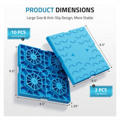 PAULINN RV leveling blocks stacked to extend height on uneven terrain.