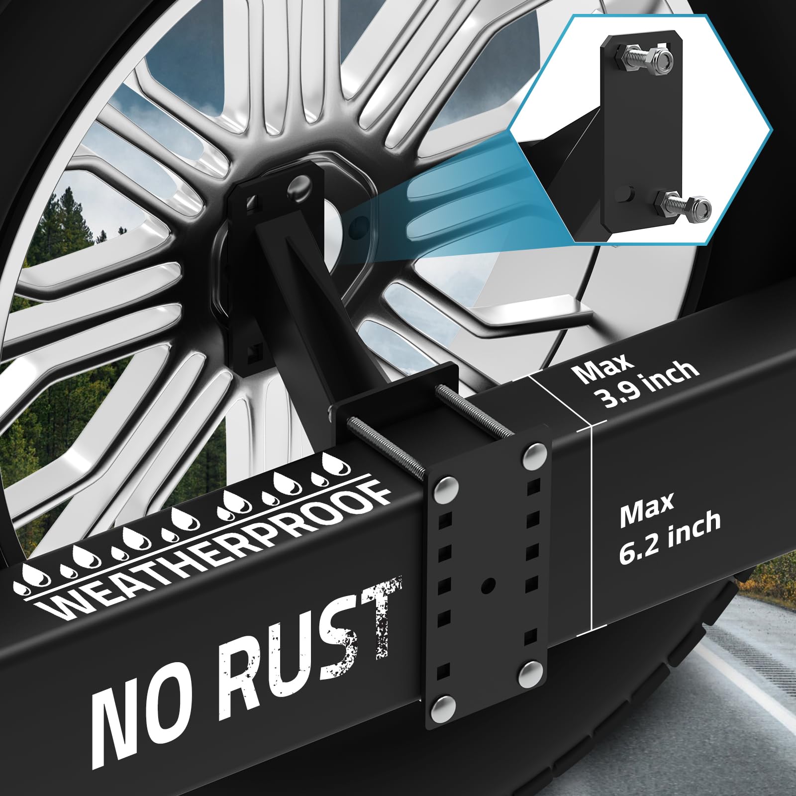 PAULINN anti-theft rope protects the spare tire during travel