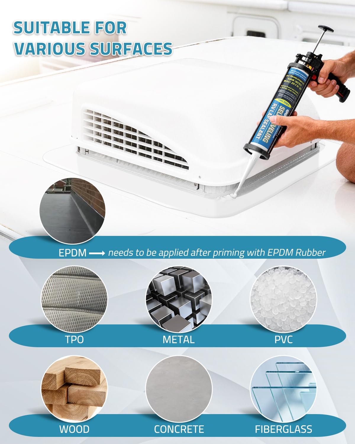 PAULINN EPDM compatible sealant for RV surfaces.