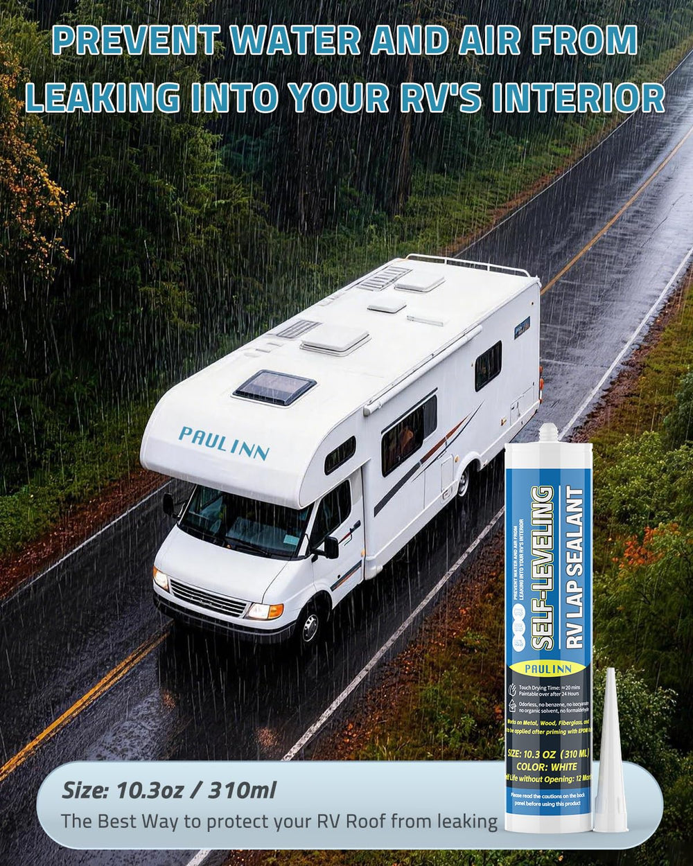 PAULINN Flexible adhesion across EPDM, metal, wood, concrete, fiberglass.