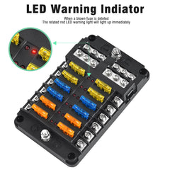 Pautou waterproof 12V-24V fuse block LED indicator enhances quick fuse checks